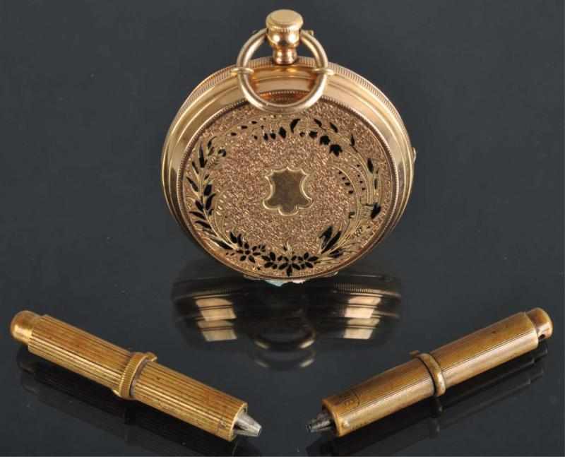 Appraisal: Low Karat Hunting Case Pocket Watch Swiss-made to jewel Key