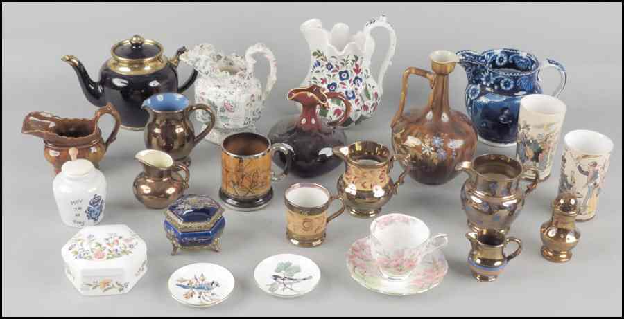 Appraisal: COLLECTION OF ENGLISH PORCELAIN AND LUSTERWARE Comprised of pitchers teacups