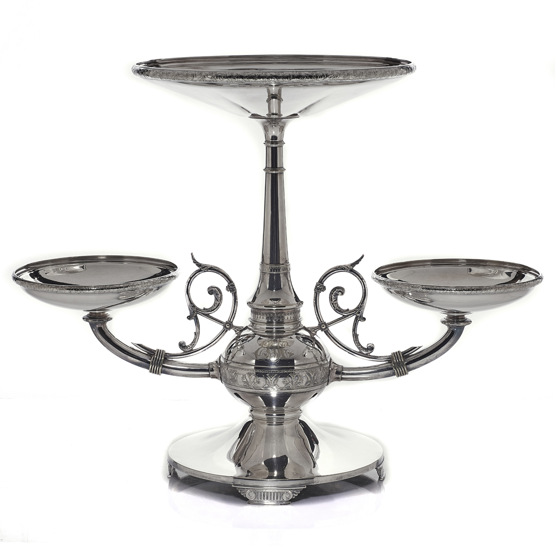 Appraisal: AN AESTHETIC MOVEMENT GORHAM TWO TIERED PLATED EPERGNE An Aesthetic