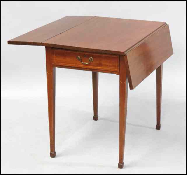 Appraisal: HEPPLEWHITE MAHOGANY PEMBROKE TABLE Single drawer H '' W ''