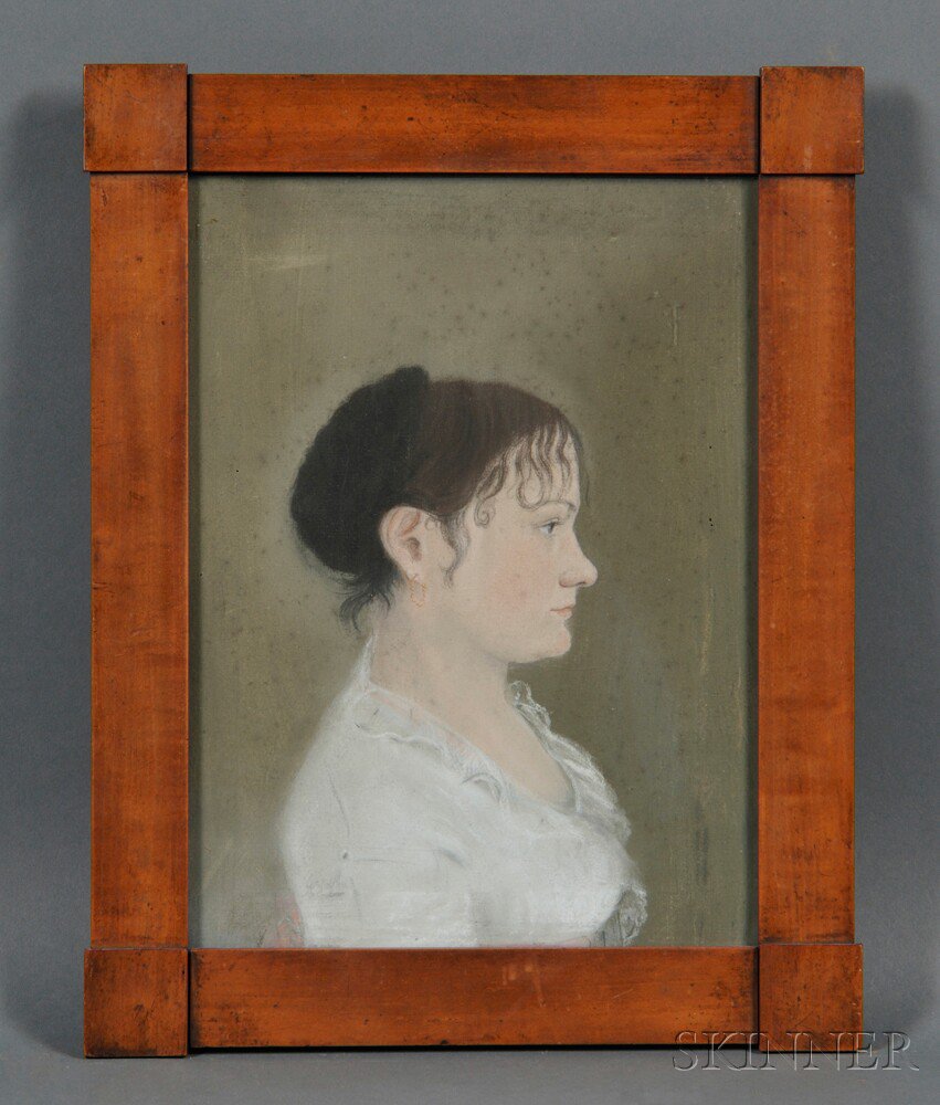 Appraisal: American School th Century Portrait of a Brown-haired Lady Wearing