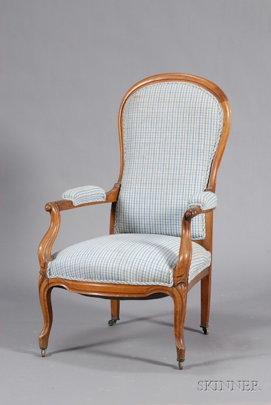 Appraisal: Louis XV Provincial Style Walnut Open Armchair th century high