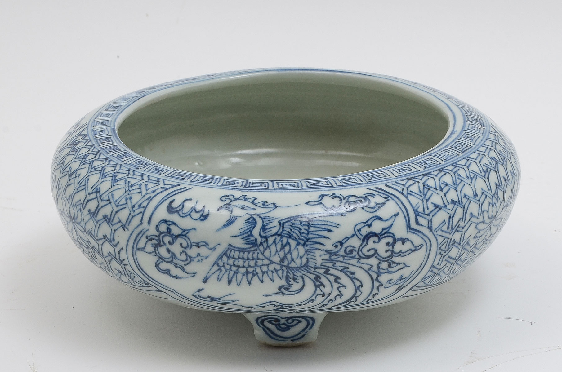 Appraisal: CHINESE BLUE AND WHITE PORCELAIN BRUSHWASH Hand turned Chinese brush