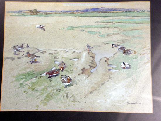 Appraisal: Eric Arnold Roberts Ennion water birds in an estuary landscape