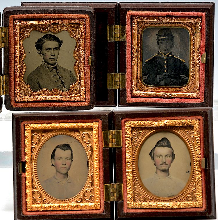 Appraisal: Civil War era plate ambrotypes Union soldier Grouping of Civil