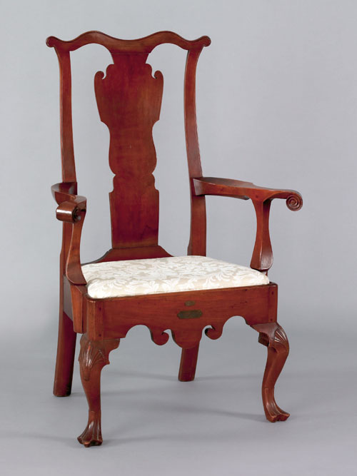 Appraisal: Delaware Valley Queen Anne walnut armchair ca the cupid's bow