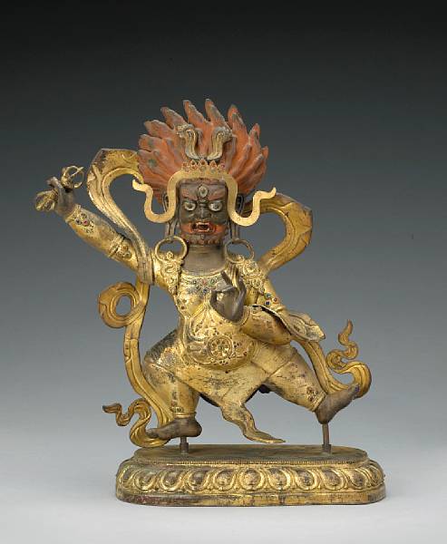 Appraisal: A large gilt lacquered copper figure of Vajrapani th th