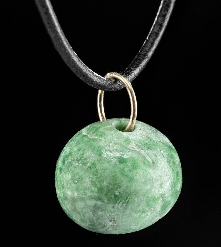 Appraisal: Stunning Maya Jade Sphere Pendant Pre-Columbian Mexico and northern Central