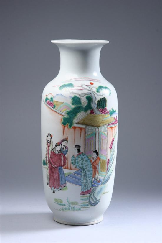 Appraisal: CHINESE FAMILLE ROSE PORCELAIN VASE Republic period Figural decoration -