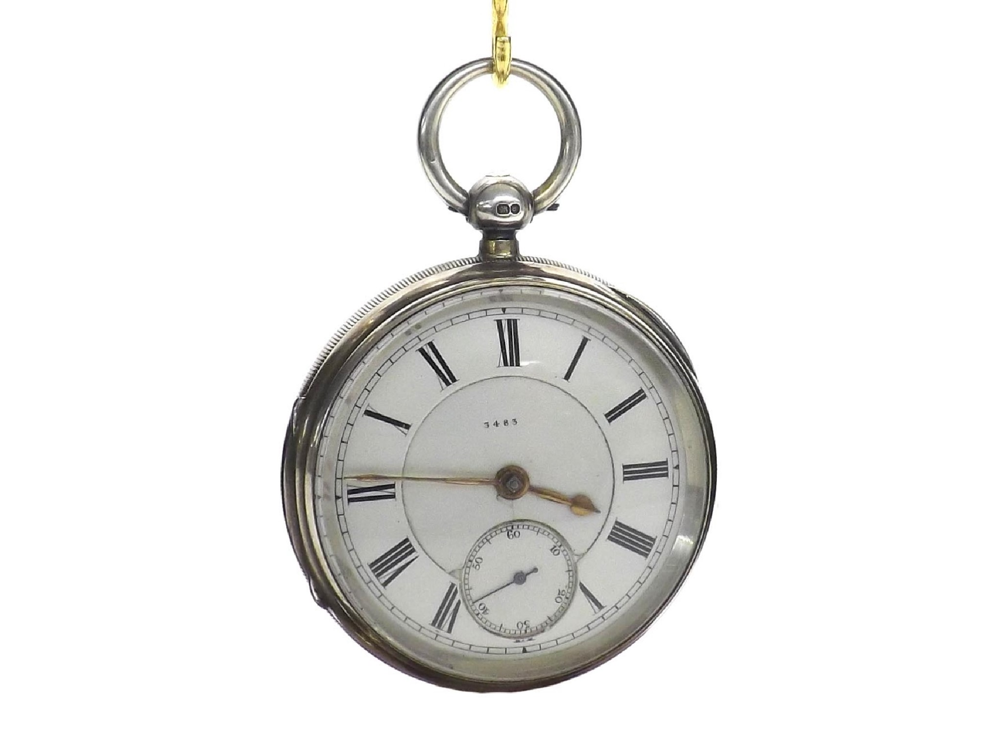 Appraisal: Large silver fusee lever pocket watch Birmingham unsigned movement no