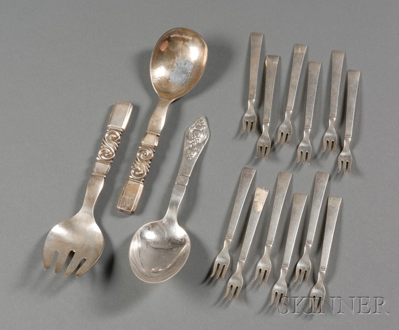 Appraisal: Fifteen Georg Jensen Sterling Flatware Articles comprising a set of