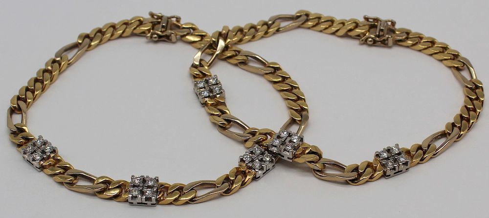 Appraisal: JEWELRY Pair of kt Gold and Diamond Bracelets Includes a