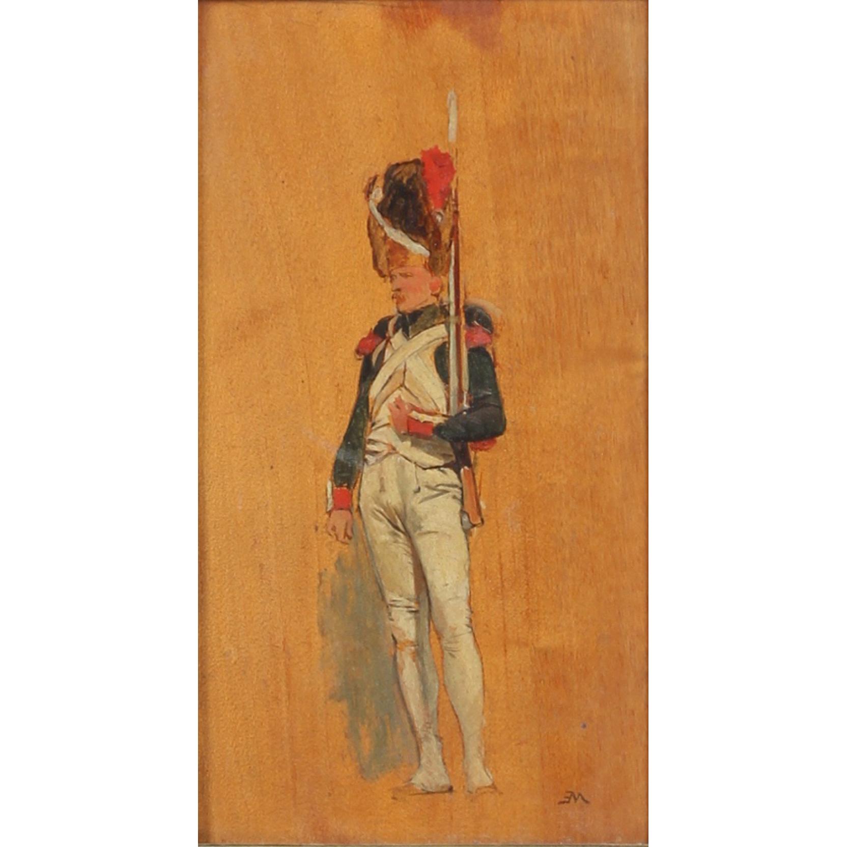 Appraisal: Jean-Louis-Ernest Meissonier Fr - Grenadier oil on panel monogrammed at