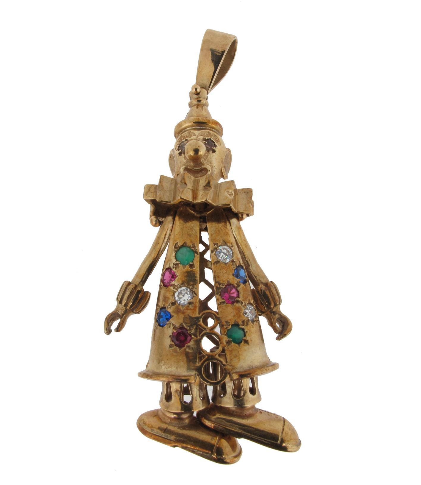 Appraisal: A ct gold articulated clown pendant