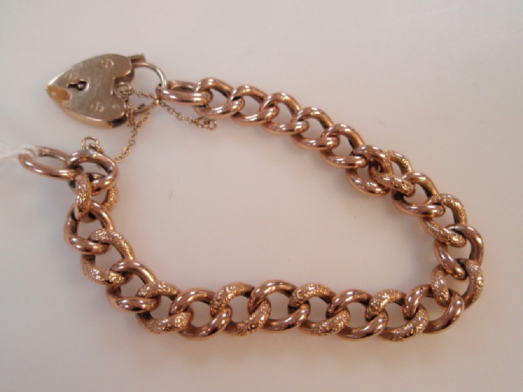 Appraisal: An antique ct rose gold flat curb bracelet with a