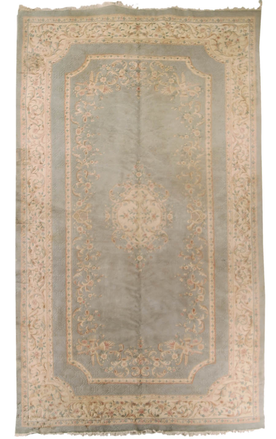 Appraisal: INDO-AUBUSSON ROOM SIZE RUG Colors of light green with ivory