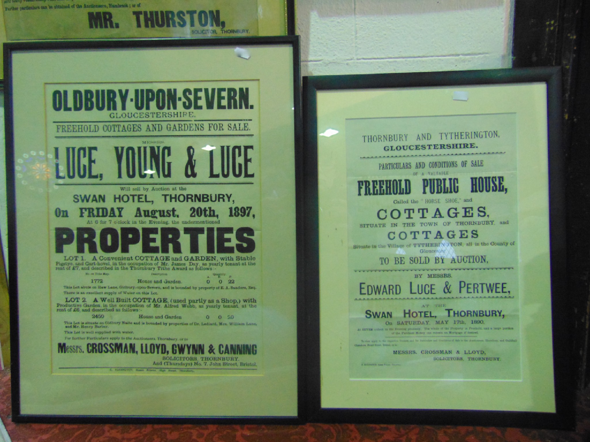 Appraisal: Two framed and glazed traditional th century auction posters of