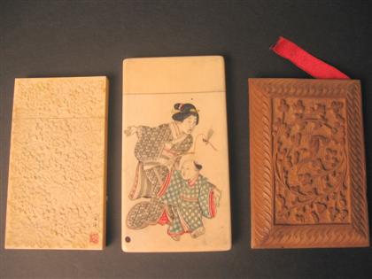 Appraisal: Three Japanese card cases two ivory and one tortoiseshell late