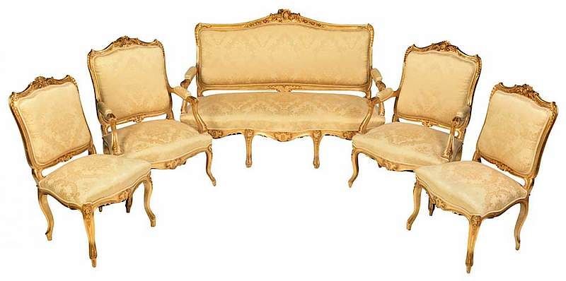 Appraisal: Louis XV Style Carved and Gilt Wood Parlor Suite French