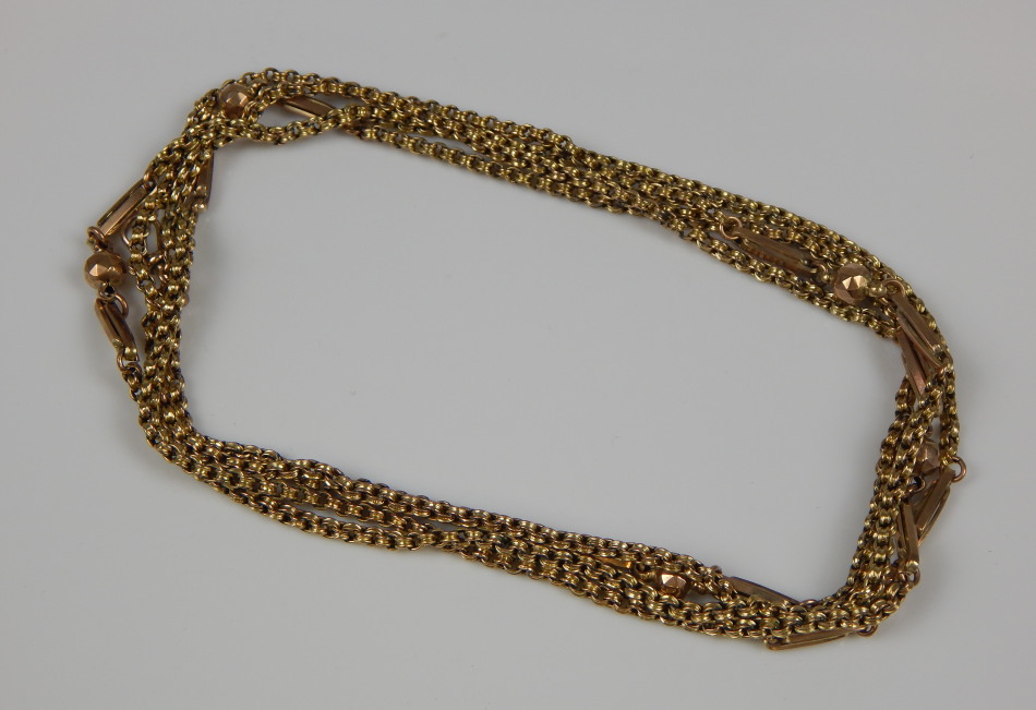 Appraisal: A Longuard chain with ball and chain design yellow metal