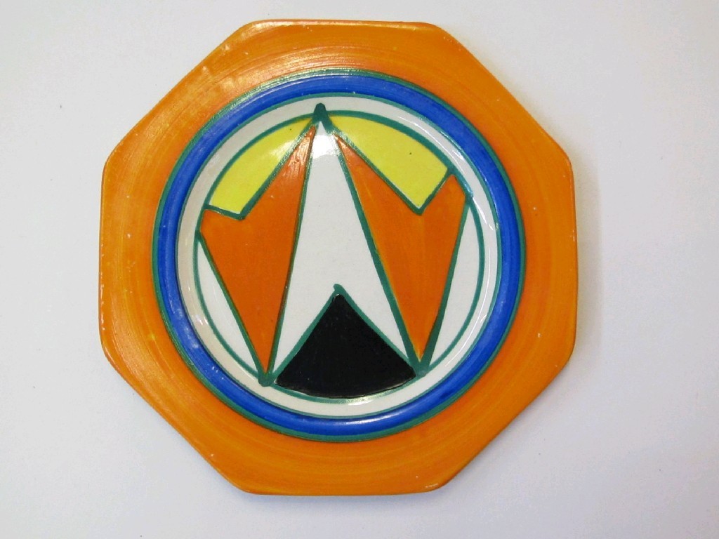 Appraisal: Clarice Cliff Bizarre octagonal sideplate with geometric design