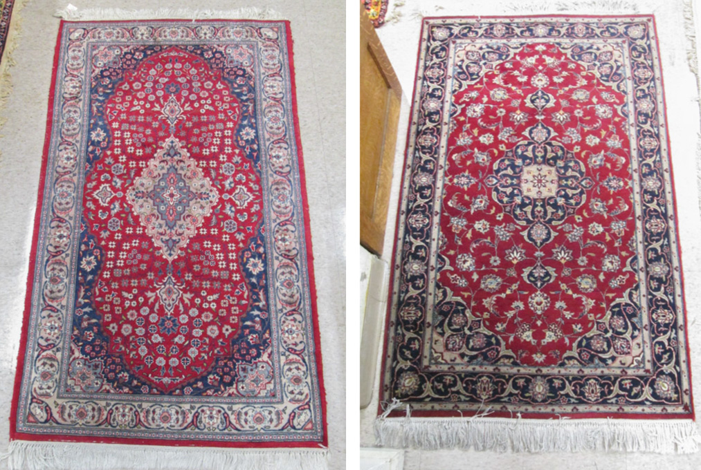 Appraisal: TWO HAND KNOTTED ORIENTAL AREA RUGS Pakistani Persian's both floral