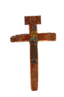 Appraisal: Polychromed Wood Santos Cross Signed Latin American School Cross Santos