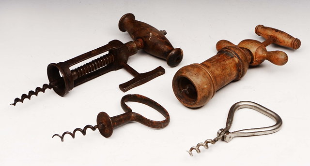 Appraisal: A COLLECTION OF FOUR ANTIQUE CORKSCREWS varying design