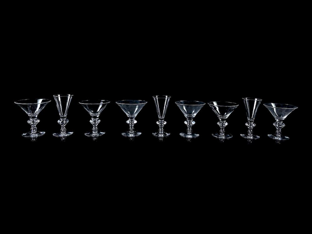 Appraisal: Nine Steuben Glass Stems comprising five cordi Nine Steuben Glass