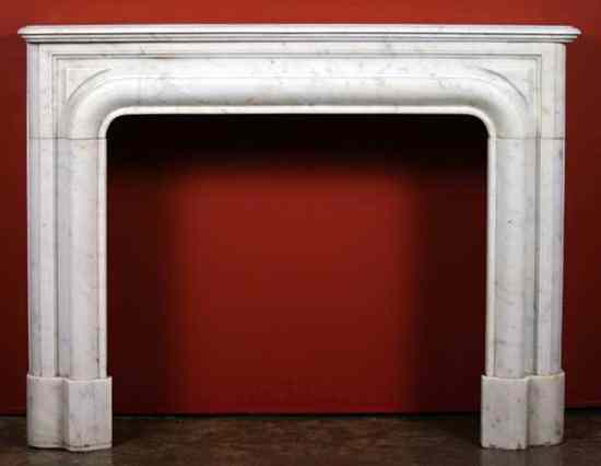 Appraisal: A French Louis XIV White Marble Boudin Fireplace Surround th