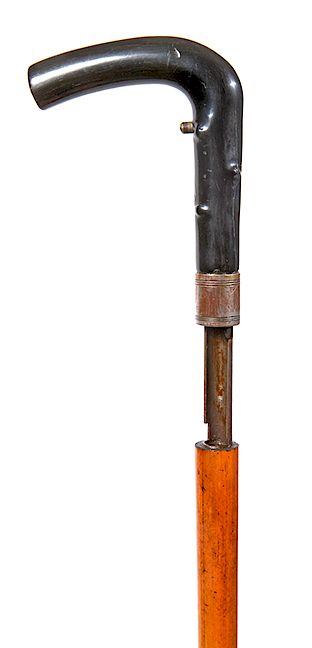 Appraisal: Breech Loading Gun Cane- Ca - A twigspur horn handle