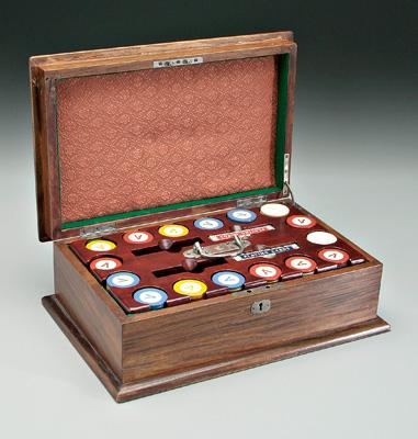 Appraisal: Gaming set inlaid mahogany case interior with lift out tray