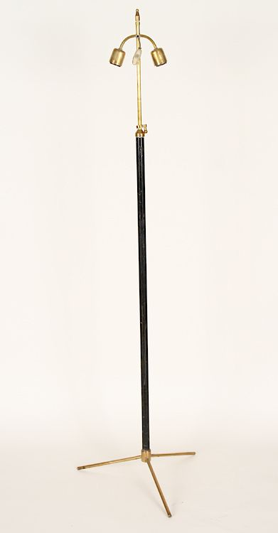 Appraisal: BRASS IRON FLOOR LAMP MANNER JACQUES ADNET C An adjustable