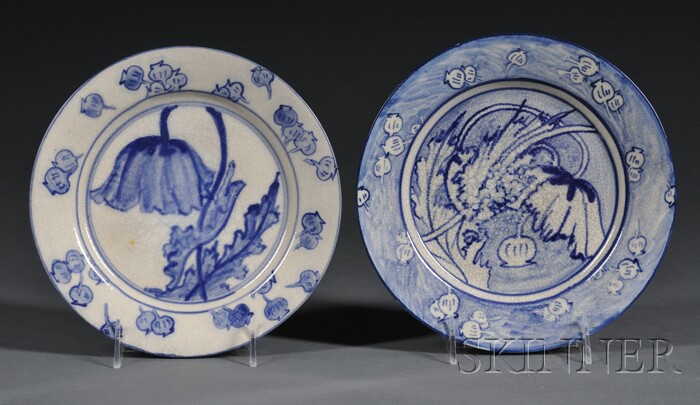 Appraisal: Two Dedham Pottery Poppy Plates Glazed earthenware Dedham Massachusetts -