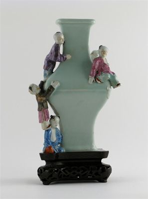 Appraisal: An unusual Chinese square-section vase decorated with a pale celadon