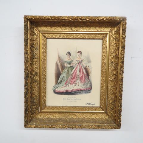 Appraisal: Pair of French Victorian Fashion Prints in ornate gold frames