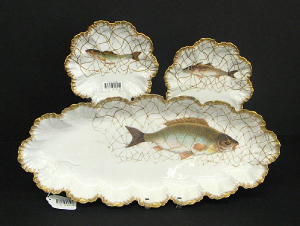 Appraisal: A Limoges porcelain fish service A Lanternier amp Co late