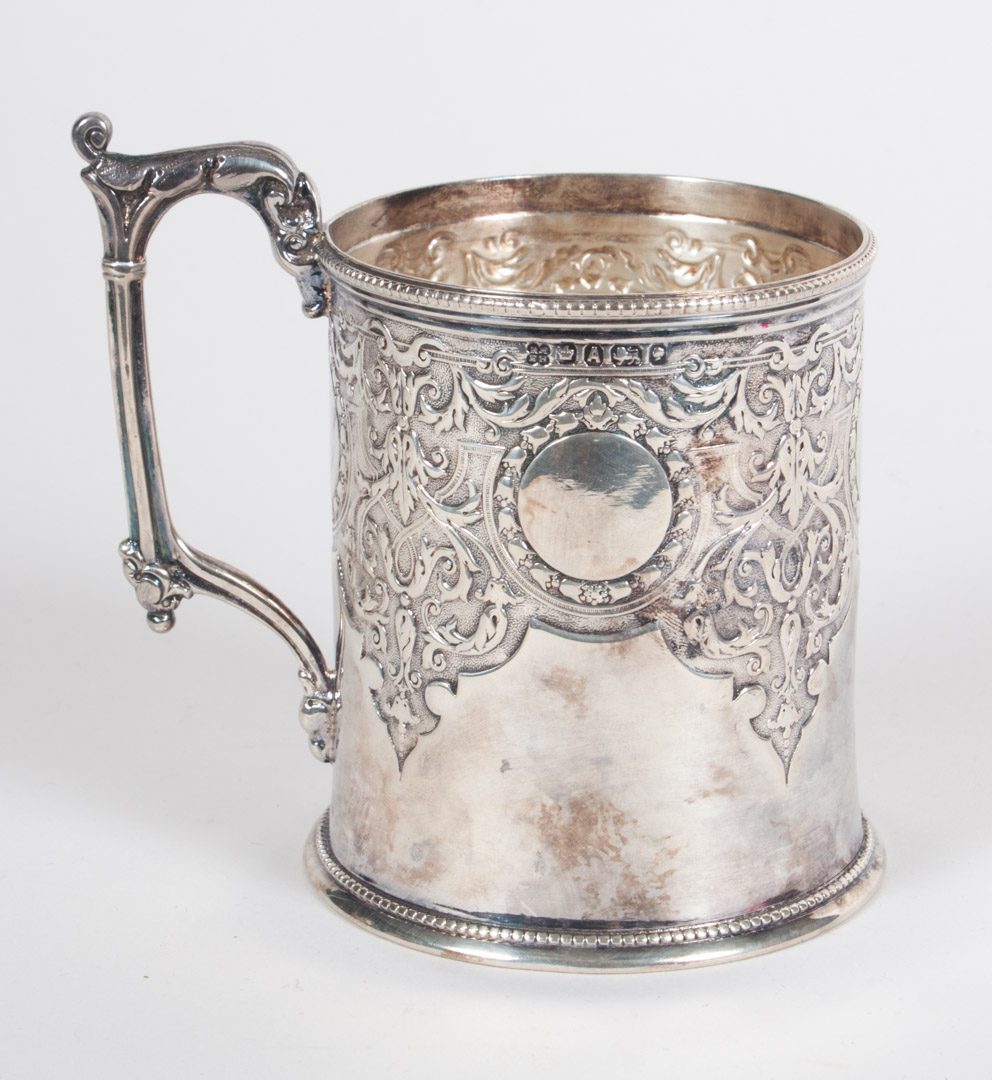 Appraisal: Victorian repousse sterling silver cann with hallmarks of Martin Hall