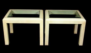 Appraisal: PAIR OF BEIGE LACQUERED END TABLES Pair of beige lacquered