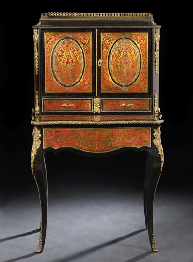 Appraisal: Napoleon III Ormolu-Mounted Ebonized and Boulle Bureau de Dame mid-