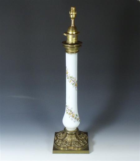 Appraisal: A late th century French gilt brass and opaline glass