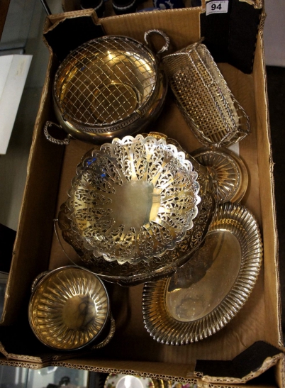 Appraisal: A collection of various silver plated items including dishes baskets