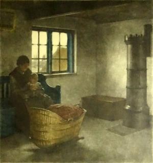 Appraisal: Peter Vilhelm Ilsted Danish - Color Mezzotint Fisherman's Room at