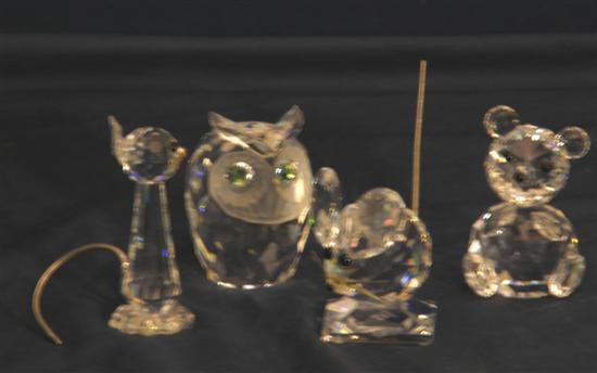 Appraisal: Four Swarovski crystal animals owl high bear high mouse high