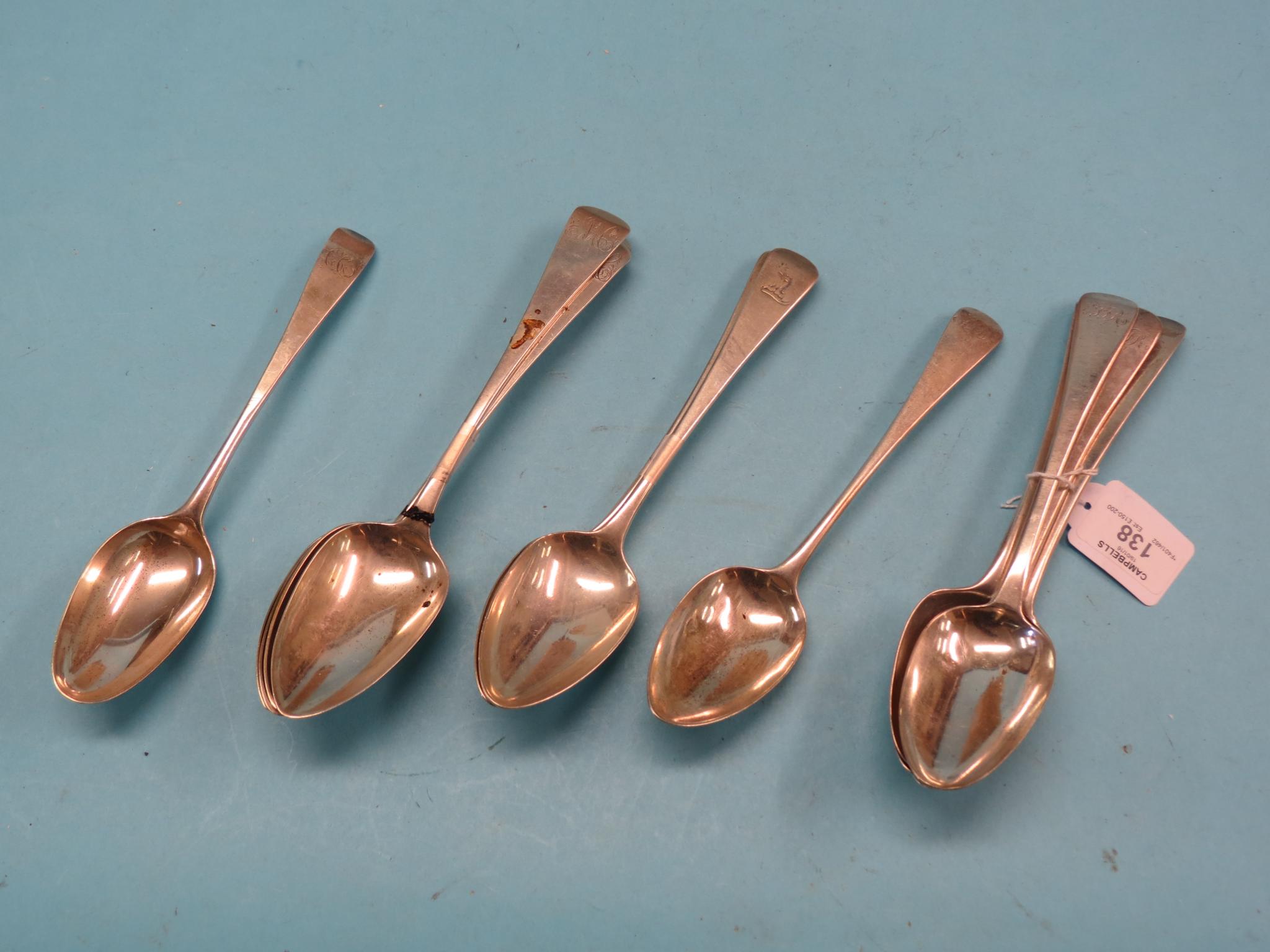 Appraisal: Two pairs of Exeter silver tablespoons Joseph Hicks and eight