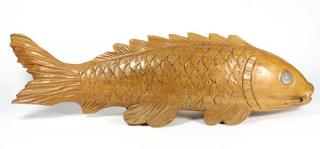 Appraisal: Asian Wood Carving Koi Carp Asian wood carving of a