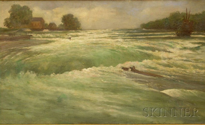 Appraisal: Framed Oil on Canvas of Rapids signed and dated J