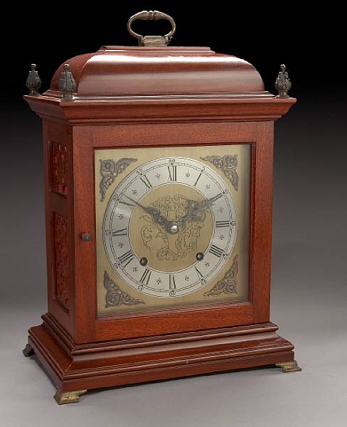 Appraisal: A George III style bronze mounted mahogany bracket clock Presented