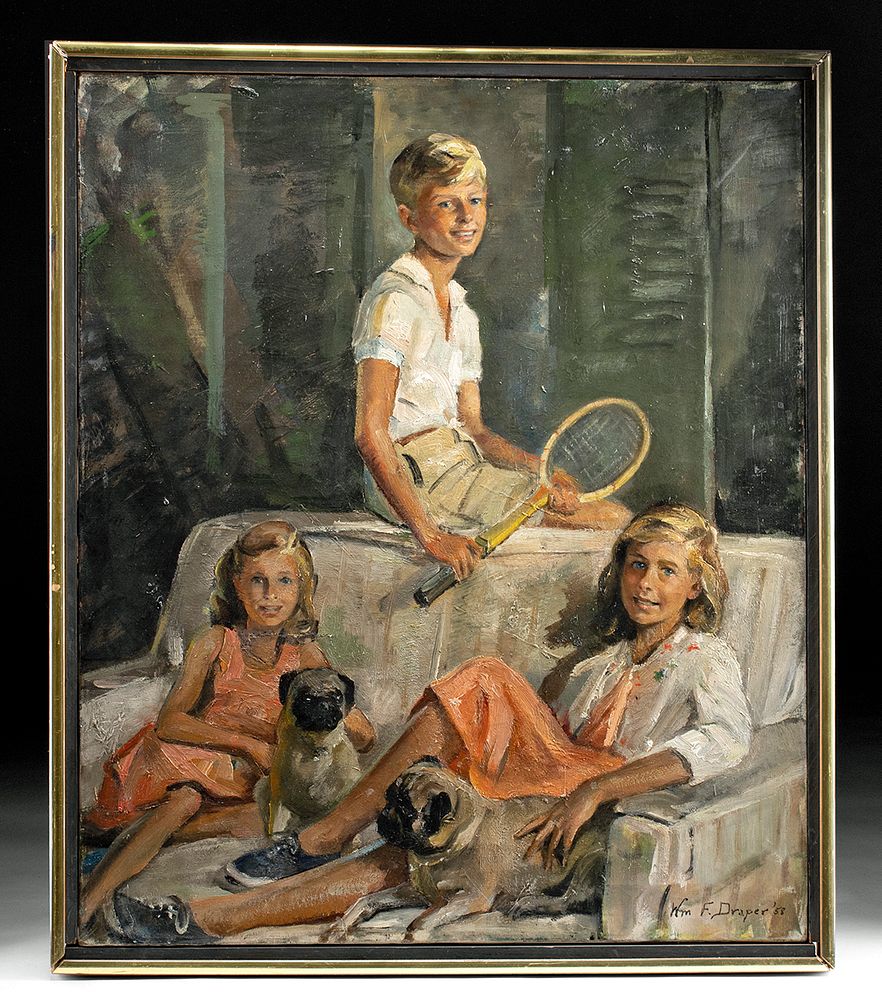 Appraisal: Framed Signed Draper Children in Wainscott William Franklin Draper American