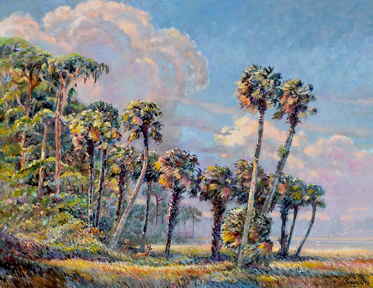 Appraisal: BATE Geoffrey American th C ''Savannah with Deer'' Florida Scene